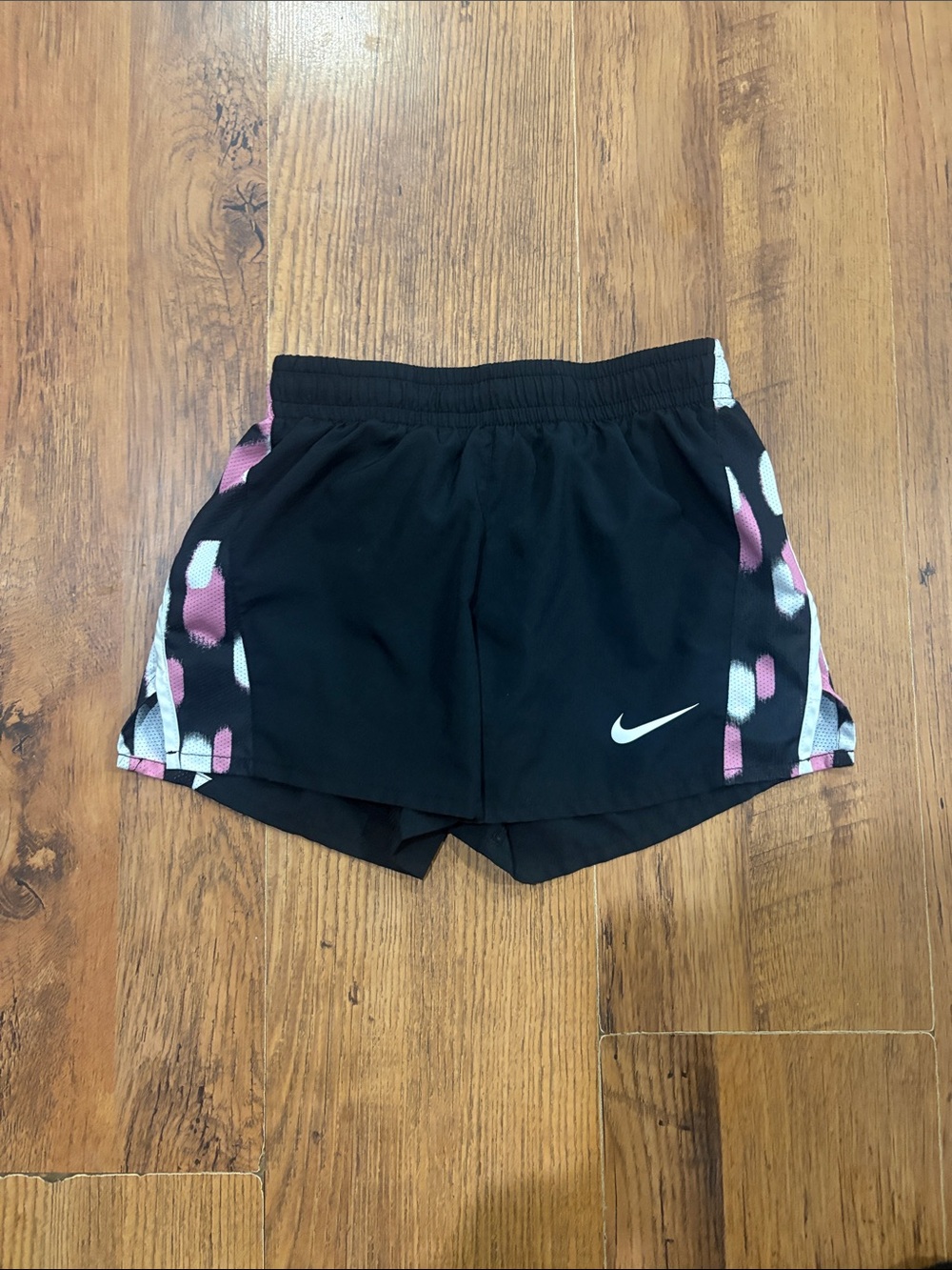 Nike Black Girls' Athletic Shorts with Pink & White Side Panels